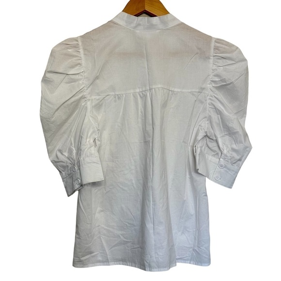 BB Dakota Poplin Button Down Puff Sleeved Shirt White Womens Size Medium - Picture 3 of 6
